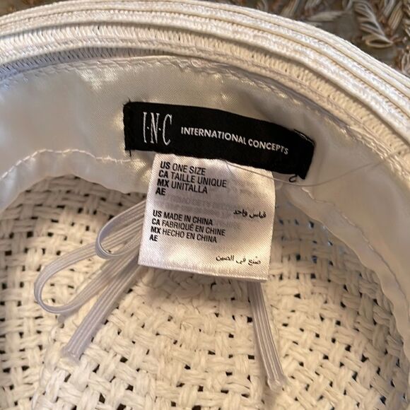 NWT INC International concepts white open braid fedora hat - Picture 5 of 10